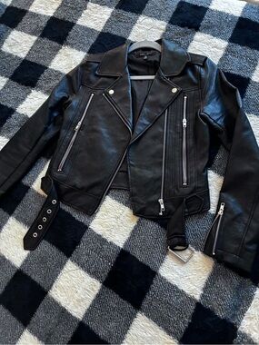 Romeo & Juliet Couture Black Faux Leather Moto Jacket